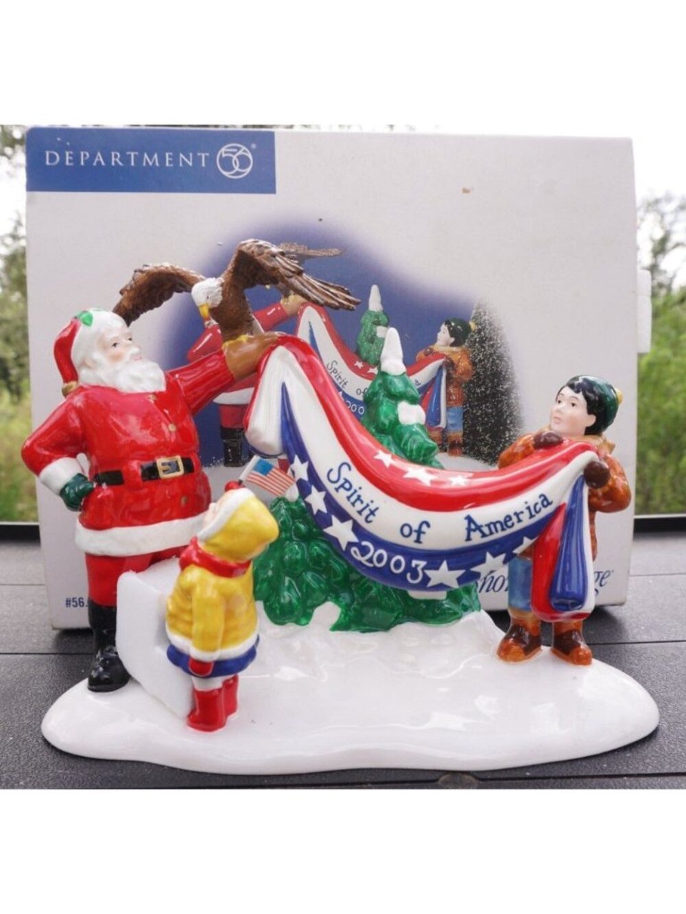 Dept 56 Santa Comes to Town 2003 Snow Village Accessory Patriotic USA Eagle NIB